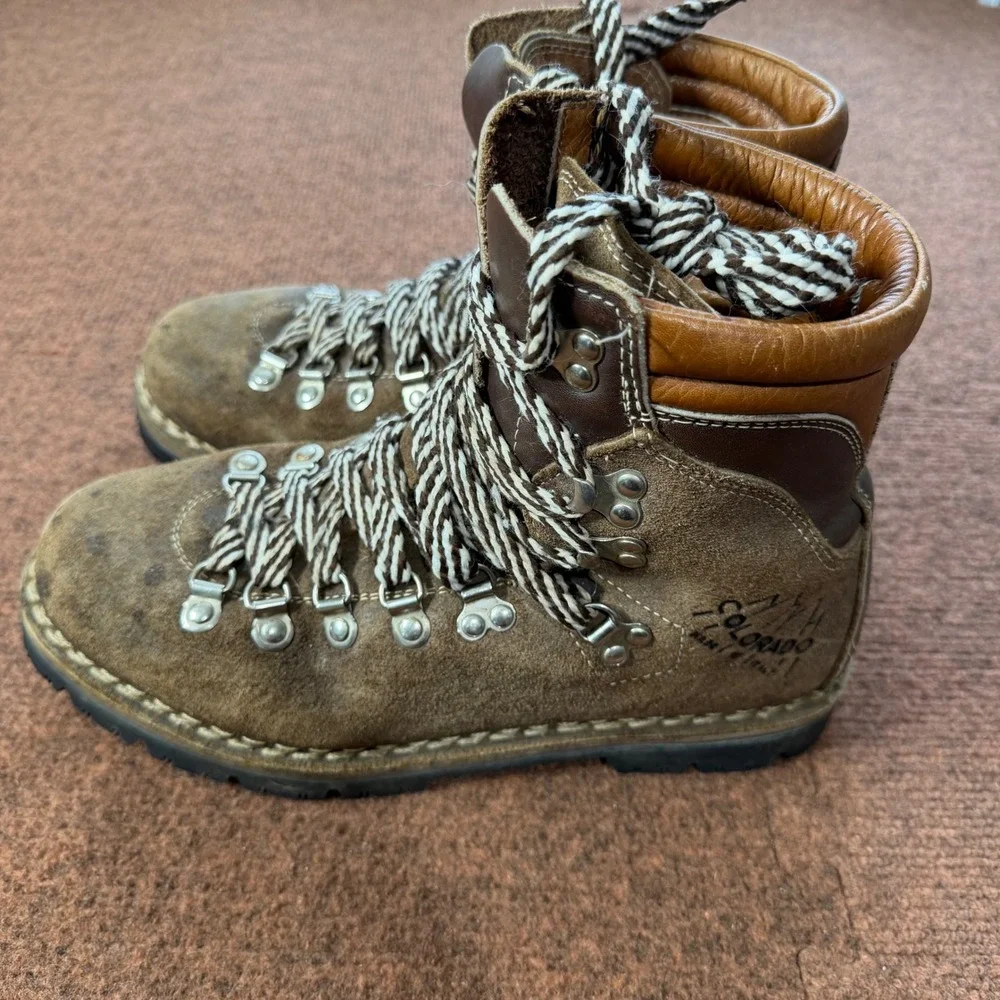 Kinney Shoes Colorado Vintage Hiking Boots Mens 10 Brown Leather Made in Italy
